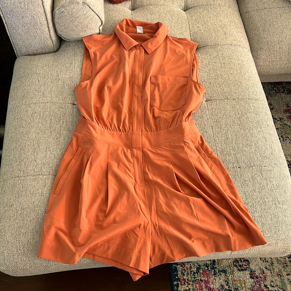 Athleta Vibrant Orange Collared Jumpsuit